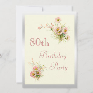 Invitation Chic Spring Flowers 80e anniversaire