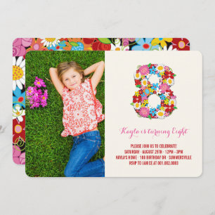 Invitation Chic Spring Flowers Girl 8e anniversaire Invitatio