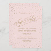 Invitation Chic Stars rose bébé fille Sip et voir douche (Devant / Derrière)