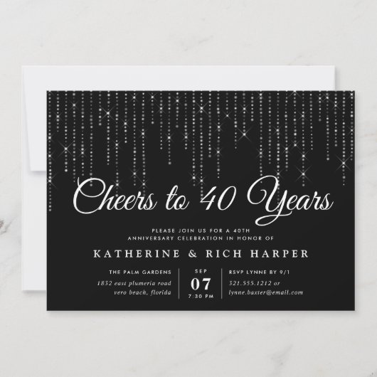 Invitation Chic String éclaire chaque année fête anniversaire (Devant)