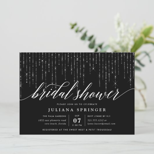 Invitation Chic String éclaire l'invitation de douche nuptial (Debout devant)