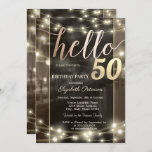 Invitation Chic String Lights Black 50th Birthday Party<br><div class="desc">Élégant phares à cordes sur arrière - plan noir.</div>