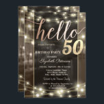 Invitation Chic String Lights Black 50th Birthday Party<br><div class="desc">Élégant phares à cordes sur arrière - plan noir.</div>