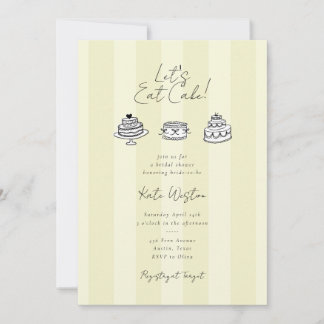 Invitation Chic Striped Let’s Eat Cake Yellow Bridal Shower