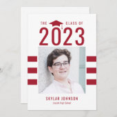 Invitation Chic Stripes EDITABLE COULEUR Graduation Invitatio (Devant / Derrière)