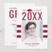 Invitation Chic Stripes EDITABLE COULEUR Graduation Invitatio (Devant / Derrière)