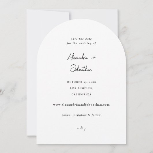 Invitation Chic Stylish Photo Enregistrer la date Arc (Dos)