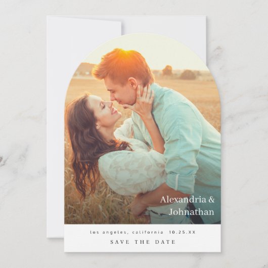 Invitation Chic Stylish Photo Enregistrer la date Arc (Devant)