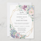 Invitation Chic Succulents Floral Greenery Mariage géométriqu (Devant)