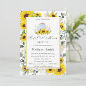 Invitation Chic Sunflower Floral High Tea Party Fête des mari (Debout devant)