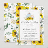 Invitation Chic Sunflower Floral High Tea Party Fête des mari (Devant / Derrière)
