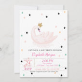 Invitation Chic Swan, Étoiles, Baby shower Princesse (Devant)