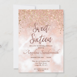 Invitation Chic Sweet 16 Blush Rose Rose Parties scintillant