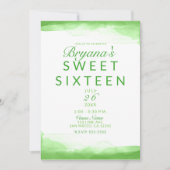 Invitation Chic Sweet 16 Party Chic Green Watercolor (Devant)