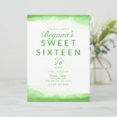 Invitation Chic Sweet 16 Party Chic Green Watercolor (Debout devant)