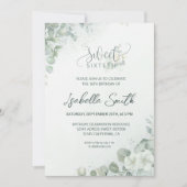 Invitation Chic Sweet 16 Rose Botanical Greenery Anniversaire (Devant)