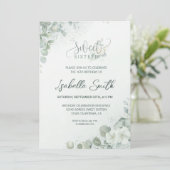 Invitation Chic Sweet 16 Rose Botanical Greenery Anniversaire (Debout devant)