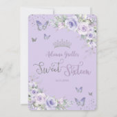 Invitation Chic Sweet sixteen de papillons floraux violets 16 (Dos)