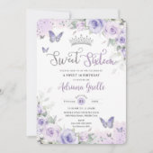 Invitation Chic Sweet sixteen de papillons floraux violets 16 (Devant)