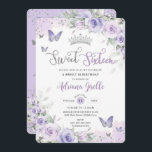 Invitation Chic Sweet sixteen de papillons floraux violets 16<br><div class="desc">Personnalisez cette invitation douce lavande, violet lilas floral Sweet 16 anniversaire facilement et rapidement. Cliquez simplement sur le bouton "Modifier à l'aide des outils de conception" pour modifier le texte, le libellé, le style de police, la taille de police et la couleur de police. Vous pouvez également ajouter ou supprimer...</div>