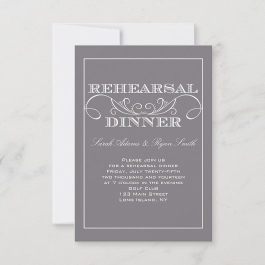 Invitation Chic Swirl Grey Rehearsal (Devant)