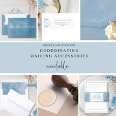 Invitation Chic, Taches d'aquarelle bleue, Monogramme de mari