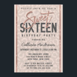 Invitation Chic Taupe Rose Rose Parties scintillant or Cheeta<br><div class="desc">Cette invitation élégante, moderne et glamour à la fête d'anniversaire de Sweet sixteen est parfaite pour votre jeune fille adolescente. Il présente une typographie de paillettes en or rose faux imprimé et des bordures latérales sur le dessus d'un taupe safari et un arrière - plan poster de animal de cheetah...</div>