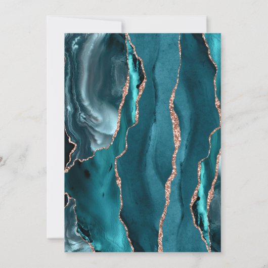 Invitation Chic Teal Rose Gold Agate Wedding (Dos)