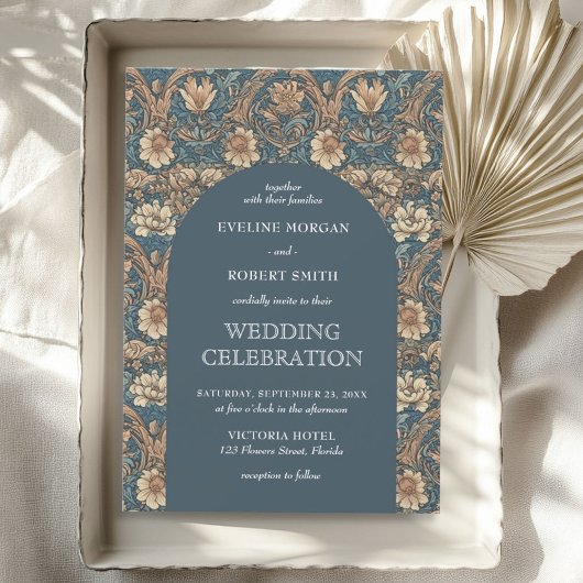 Invitation Chic teintes brun ivoire bleu foncé Nouveau