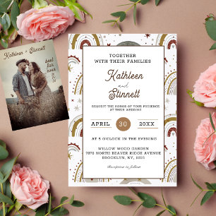 Invitation Chic Terracotta Bold Bright Boho Rainbow mariage