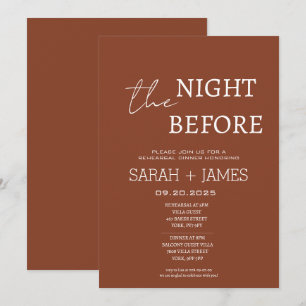 Invitation Chic Terracotta la nuit avant le dîner de répétiti