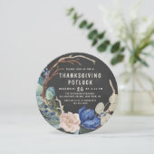Invitation Chic Thanksgiving Potluck Diner Aquarelle Floral (Debout devant)