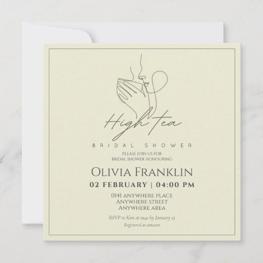 Invitation Chic, thé fête nuptiale douche (Devant)