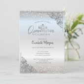 Invitation Chic Tiara Argent, Cadre Poussière Argent Quinceañ (Debout devant)