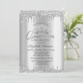 Invitation Chic Tiara, Parties scintillant Argent Drops Quinc (Debout devant)