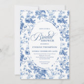 Invitation Chic Timeless Navy Chinoiserie Toile Bridal Shower (Devant)