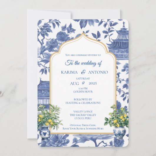 Invitation Chic-tique Infusion de Limoncello de style Chinois (Devant)