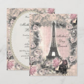 Invitation Chic Tour Eiffel & Brunch de la Fête des Mères Ros (Devant / Derrière)