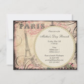 Invitation Chic Tour Eiffel & Chandelier Fête des Mères Brunc (Dos)