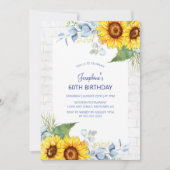 Invitation Chic Tournesol blanc brique grise Floral Anniversa (Devant)