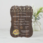 Invitation Chic Tournesol Chaîne Lumières Vieux Mariage En Bo (Debout devant)