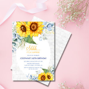 Invitation Chic Tournesol Mur brique Floral Surprise Annivers