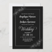 Invitation Chic tout en un Mariage de Parties scintillant noi (Devant)