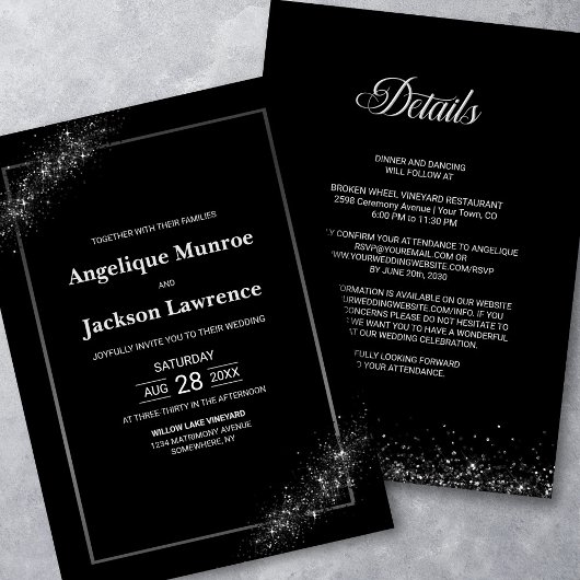 Invitation Chic tout en un Mariage de Parties scintillant noi