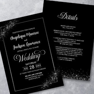 Invitation Chic tout en un Mariage de Parties scintillant noi