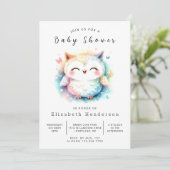 Invitation Chic Trees Owl Baby shower (Debout devant)