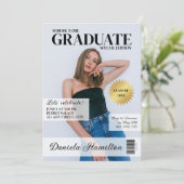 Invitation Chic Trendy Magazine Grad Photo 2024 Graduation (Debout devant)