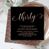 Invitation Chic Trente Script Rose Or Noir 30e anniversaire