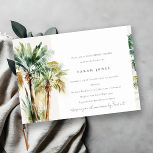 Invitation Chic Tropical Aquarelle Palm Trees Fête des mariée