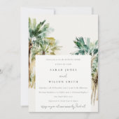 Invitation Chic Tropical Aquarelle Palmiers matin après (Devant)